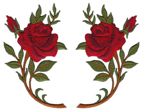 #am36 Rose Blume Rot Set 2 Stück Aufnäher Bügelbild Patch Applikation Größe je Aufnäher 6,3 x 10,6 cm