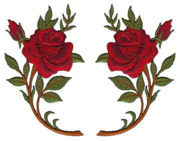 #am36 Rose Flower Red Set of 2 Patches Iron-On Patch Application Size of each patch 6.3 x 10.6 cm