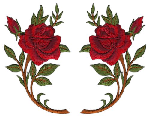 #am36 Rose Flower Red Set of 2 Patches Iron-On Patch Application Size of each patch 6.3 x 10.6 cm