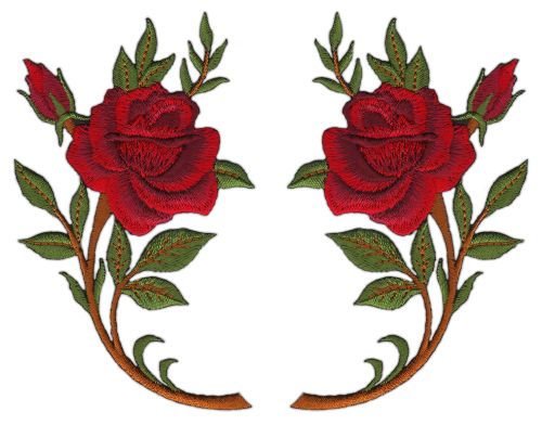 #am36 Rose Blume Rot Set 2 Stück Aufnäher Bügelbild Patch Applikation Größe je Aufnäher 6,3 x 10,6 cm