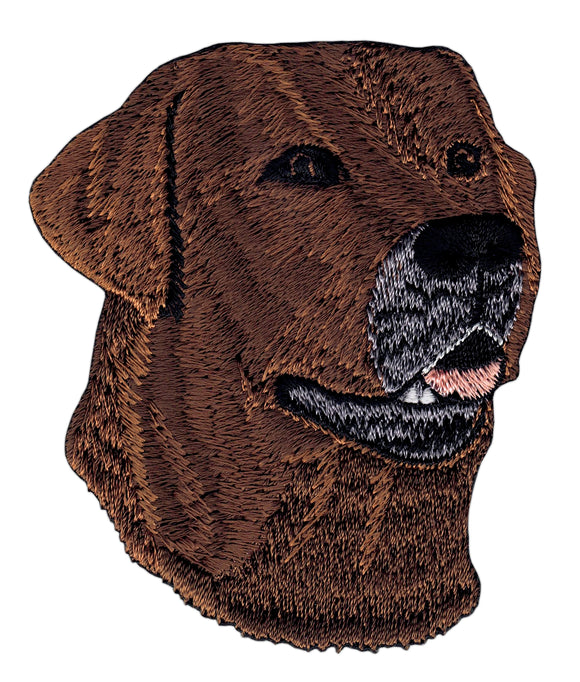 #an21 Labrador Retriever Dark Brown Dog Patch Iron-On Application Patch Size 6.5 x 7.8 cm