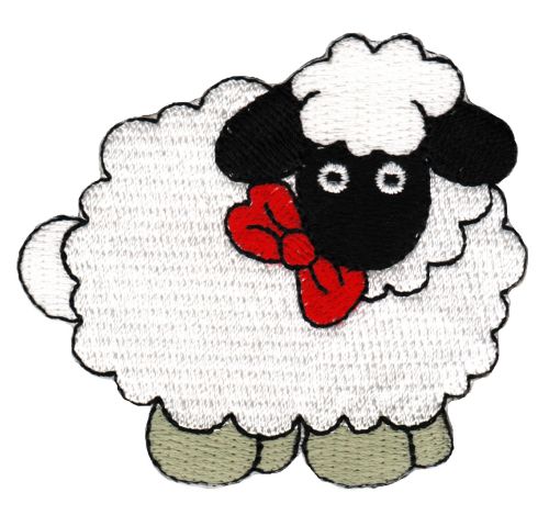 #ab59 Schäfchen Schaf Weiß Aufnäher Bügelbild Applikation Patch Größe 6,6 x 6,0 cm