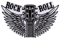 #ae10 Rock N Roll Gitarre Musik Flügel Aufnäher Bügelbild Applikation Patch Größe 12,2 x 7,6 cm