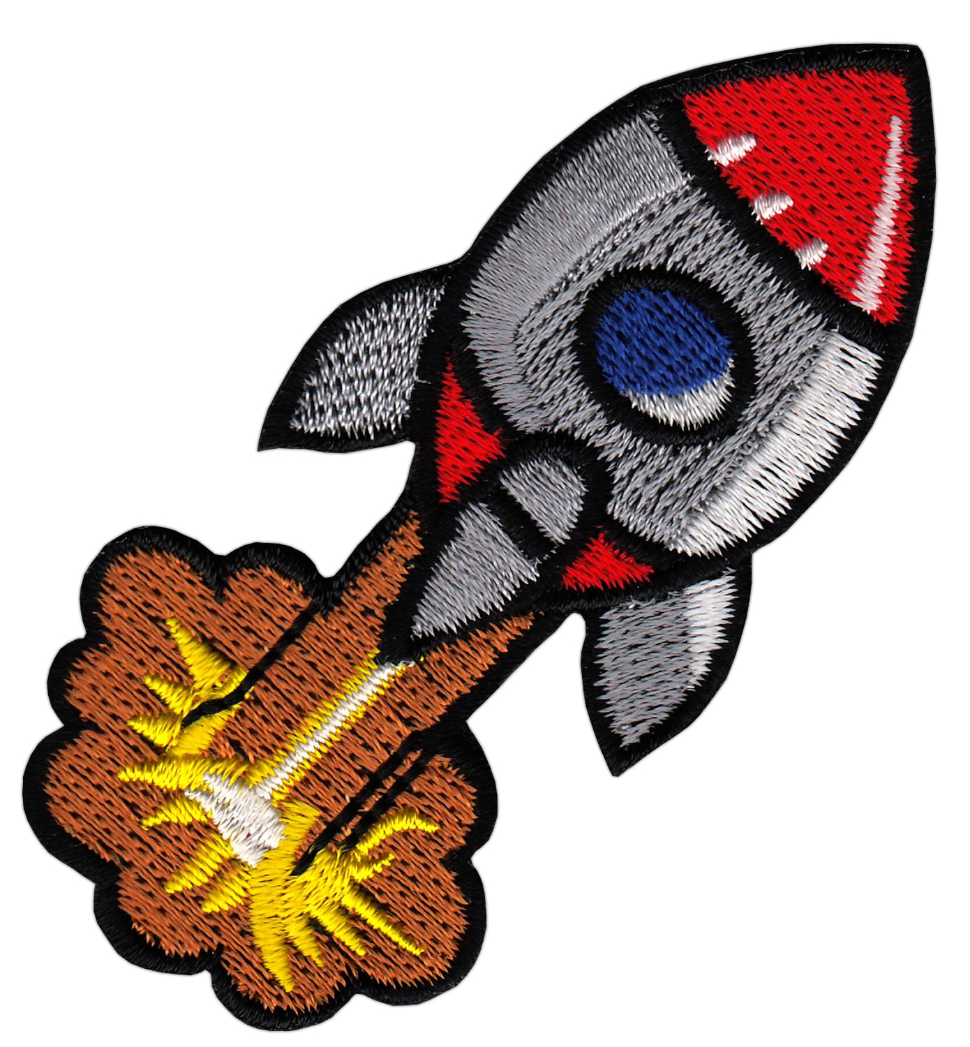 #ab63 Rocket Spaceship Patch Iron-On Application Patch Size 3.8 x 8.0 cm