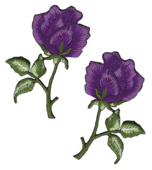 #ak35 Rose Flower Purple Set of 2 Patches Iron-On Patch Application Size of each patch 4.5 x 7.2 cm