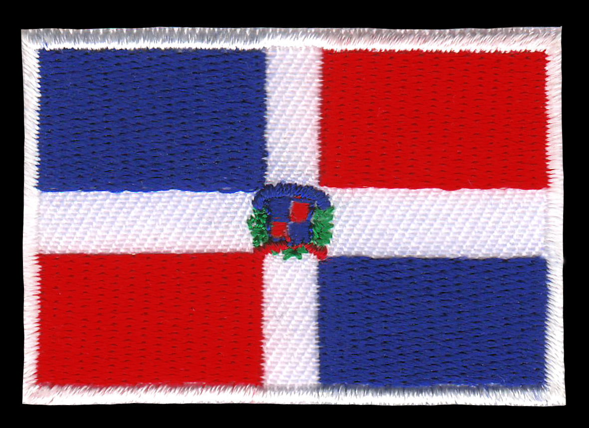 #aa49 Small Flag Dom Rep Dominican Republic Iron-On Patch Size 4.7 x 3.2 cm - 0