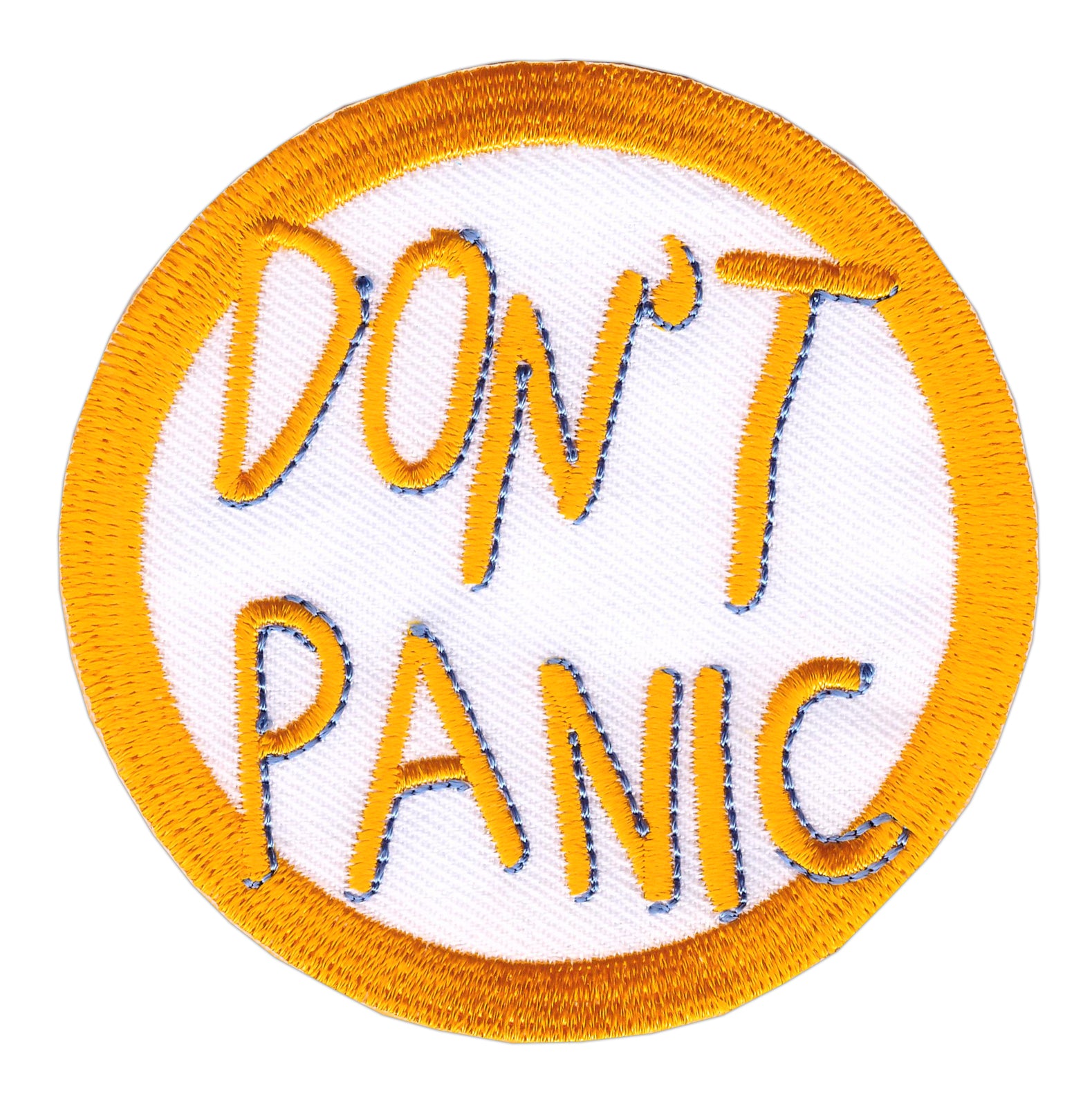 #ae71 Don't Panic Patch Iron-On Application Patch Size 7.5 x 7.5 cm