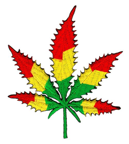 #ac19 Reggae Hanfblatt Cannabis Blatt Aufnäher Patch Applikation Bügelbild Größe 8,3 x 9,6 cm