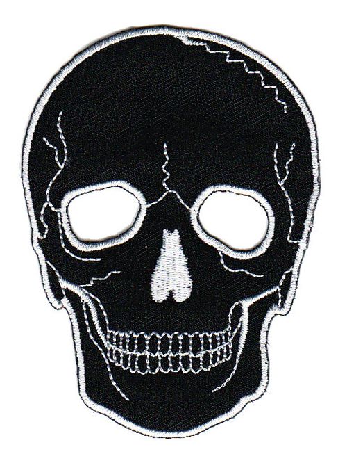 #bb12 Skull Black Iron-On Patch Size 6.6 x 9.0 cm