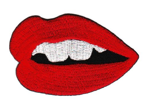 #ac06 Mund Kussmund Aufnäher Applikation Bügelbild Patch Größe 6,2 x 3,8 cm