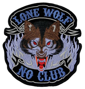 #Backpatch #43 Lone Wolf No Club Biker Back Patch Large 22.5 x 24 cm