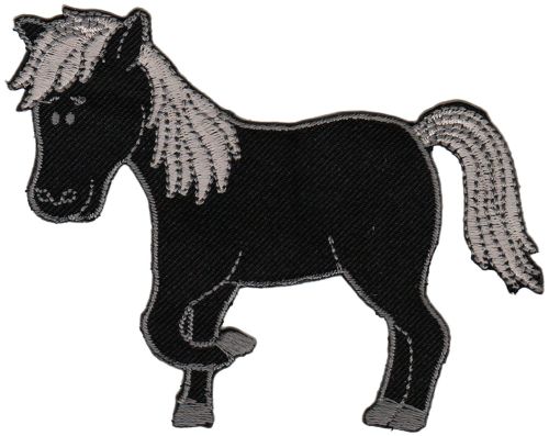 #ac10 Pony Horse Black Patch Iron-On Application Patch Size 9.5 x 7.6 cm