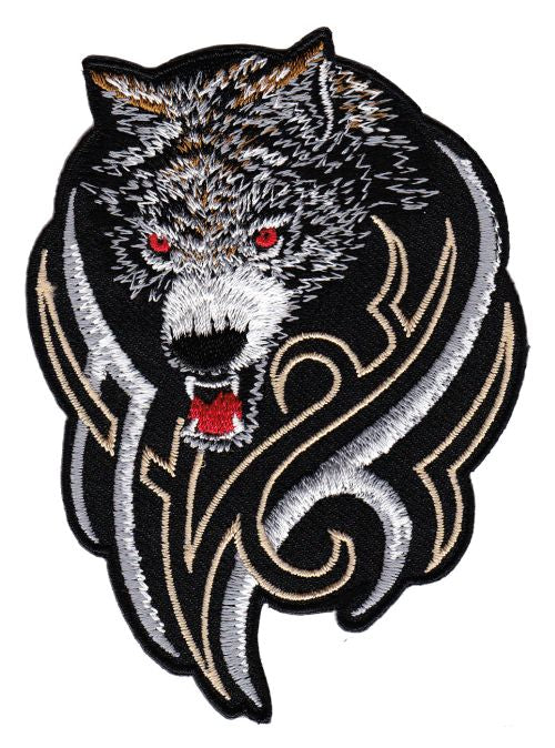 #ad59 Wolf Tattoo Biker Aufnäher Bügelbild Applikation Patch Größe 7,0 x 10,0 cm