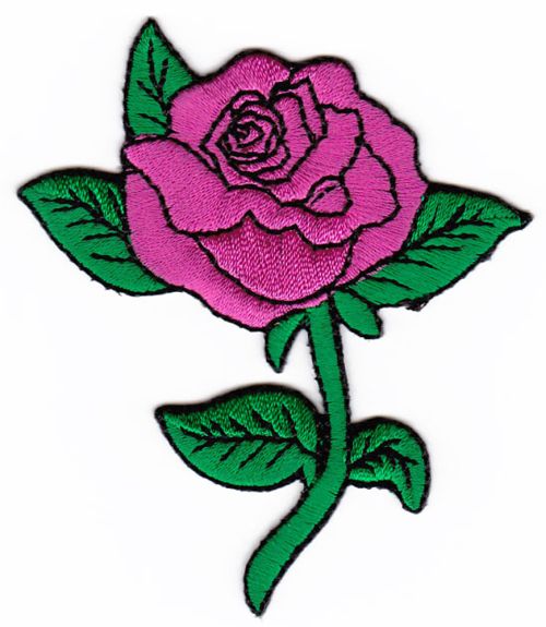 #ak05 Rose Rosa Blume Aufnäher Bügelbild Aufbügler Applikation Patch Größe 6,5 x 7,8 cm