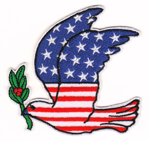 #ab90 Dove Bird Flag USA Peace Dove Patch Iron-On Application Size 8.0 x 7.8 cm