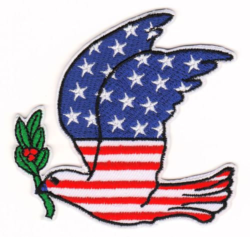 #ab90 Taube Vogel Flagge USA Friedenstaube Aufnäher Patch Bügelbild Applikation Größe 8,0 x 7,8 cm