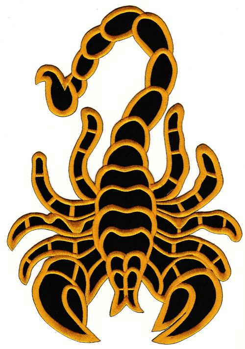 #Backpatch #06 Skorpion Schwarz Gelb Rückenaufnäher Back Patch Größe 20 x 28 cm