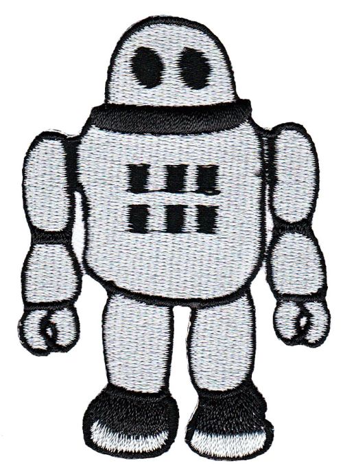#as52 Roboter Aufnäher Bügelbild Aufbügler Applikation Patch Größe 5,5 x 7,8 cm