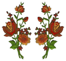 #ac18 Flowers Set of 2 Patches Iron-On Patch Application Size of each patch 5.5 x 11.0 cm