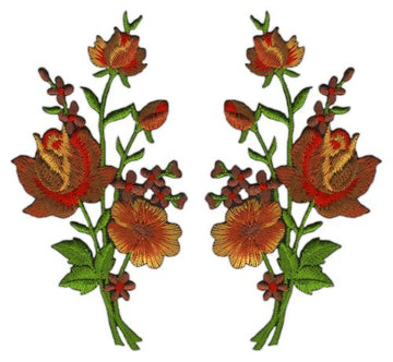 #ac18 Blumen Set 2 Stück Aufnäher Bügelbild Patch Applikation Größe je Aufnäher 5,5 x 11,0 cm
