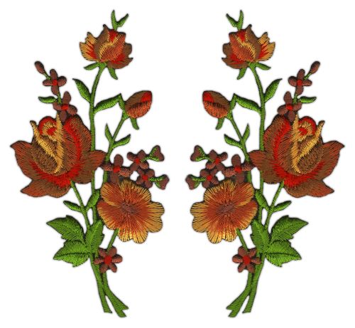 #ac18 Flowers Set of 2 Patches Iron-On Patch Application Size of each patch 5.5 x 11.0 cm