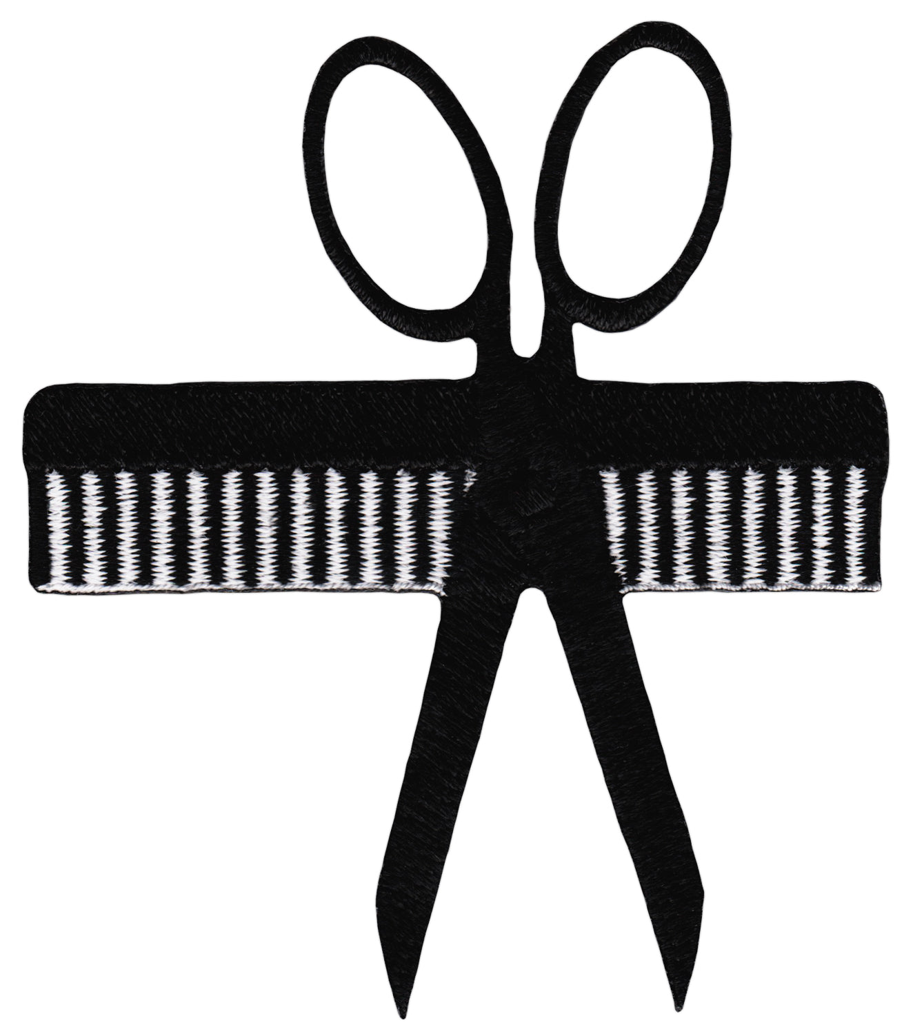 #ae30 Embroidered Comb and Scissors Hairdresser Patch Iron-On Application Patch Size 7.0 x 8.0 cm