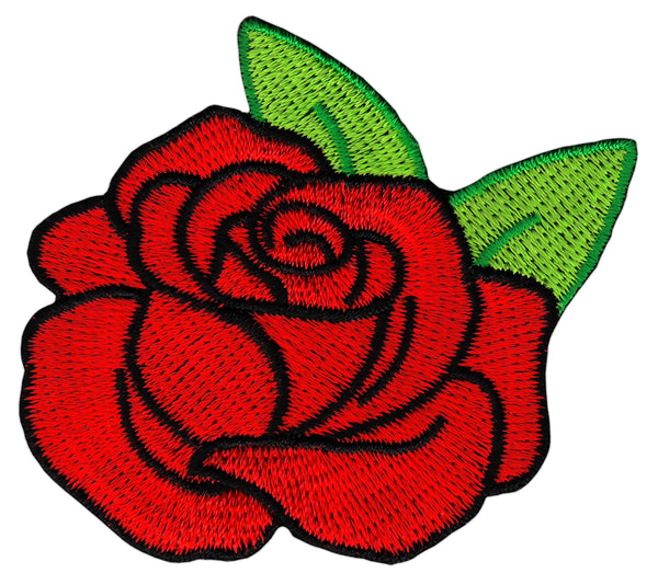#bk97 Rote Rose Blume Blüte Aufnäher Bügelbild Applikation Patch Größe 6,6 x 6,0 cm