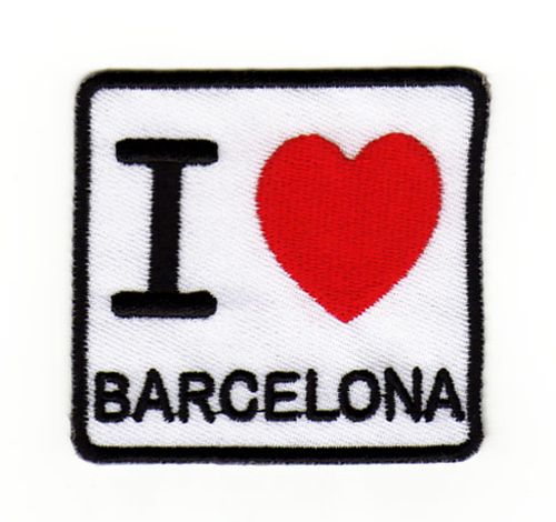 #ae79 I Love Barcelona Spanien Aufnäher Bügelbild Applikation Patch Größe 6,2 x 5,8 cm