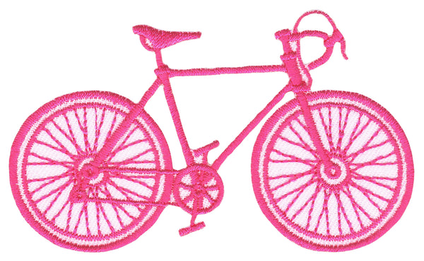 #aa43 Besticktes Rennrad Rosa Fahrrad Aufnäher Bügelbild Applikation Größe 8,5 x 5,1 cm