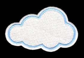 #ad46 White Cloud Patch Applique Iron-On Size 7.3 x 4.7 cm