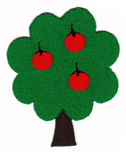 #ab02 Apfel Baum Aufnäher Bügelbilder Applikation Patch Größe 5,3 x 6,5 cm