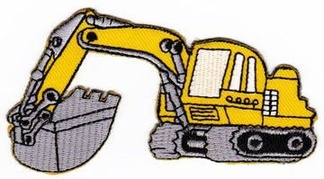 #ao61 Bagger Gelb Aufnäher Applikation Bügelbild Patch Größe 9,8 x 5,2 cm