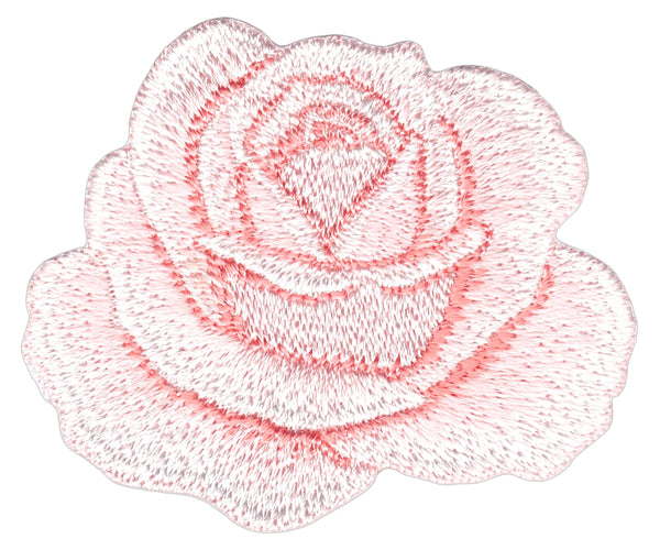 #ak81 Rose Rosa Weiß Blüte Aufnäher Patch Applikation Bügelbild Größe 6,1 x 5,2 cm