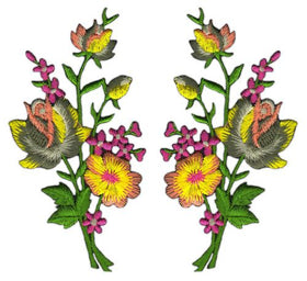 #ad37 Flowers Set 2 Pieces Colorful Patch Iron-On Application Patch Size of each patch 5.5 x 11.0 cm