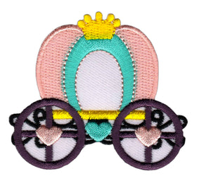 #aa28 Kutsche Prinzessin Baby Kinder Aufnäher Bügelbild Applikation Patch Größe 6,9 x 6,3 cm