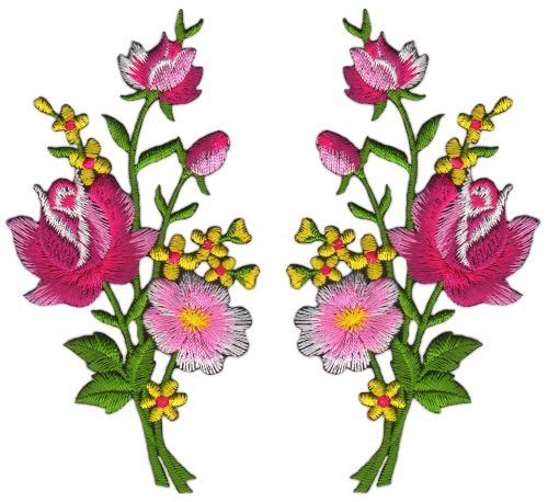#ab40 Blumen Set 2 Stück Aufnäher Applikation Bügelbild Größe je Aufnäher 5,5 x 11,0 cm