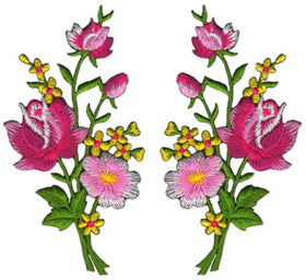 #ab40 Blumen Set 2 Stück Aufnäher Applikation Bügelbild Größe je Aufnäher 5,5 x 11,0 cm