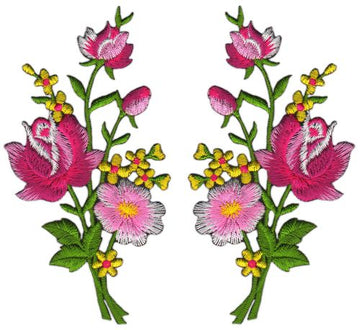 #ab40 Blumen Set 2 Stück Aufnäher Applikation Bügelbild Größe je Aufnäher 5,5 x 11,0 cm