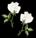 #ak39 Rose Blume Weiß Set 2 Stück Aufnäher Bügelbild Patch Applikation Größe je Aufnäher 4,5 x 7,2 cm