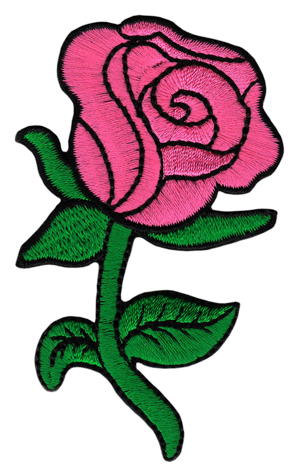 #bk70 Rose Rosa Blume Blüte Aufnäher Bügelbild Applikation Patch Größe 5,0 x 8,3 cm