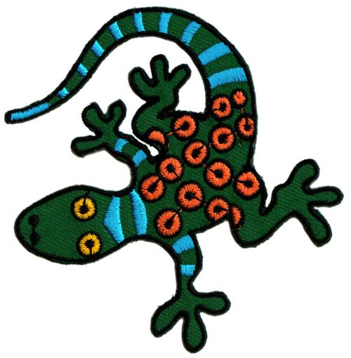 #ab35 Salamander Echse Gecko Aufnäher Bügelbild Applikation Größe 8,3 x 8,5 cm
