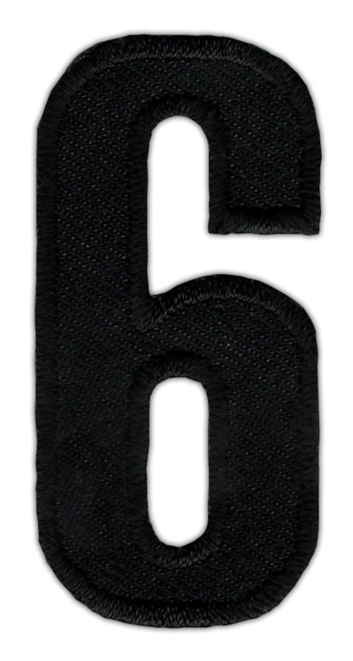 #as48 Number Six Black Number 6 Patch Iron-On Application Patch Size 2.5 x 5.0 cm