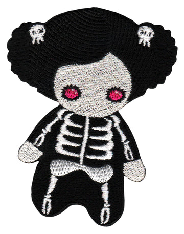 #ag69 Skeleton Girl Patch Iron-On Applique Patch Size 6.0 x 7.7 cm