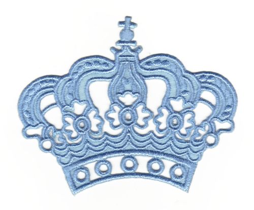 #ad48 Crown Blue Princess Patch Applique Iron-On Size 8.0 x 6.5 cm