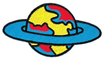 #as24 Saturn Planet Aufnäher Bügelbild Aufbügler Applikation Patch Größe 7,9 x 4,2 cm