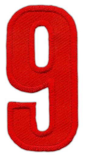 #ao98 Number Nine Red Number 9 Patch Iron-On Application Patch Size 2.5 x 5.0 cm