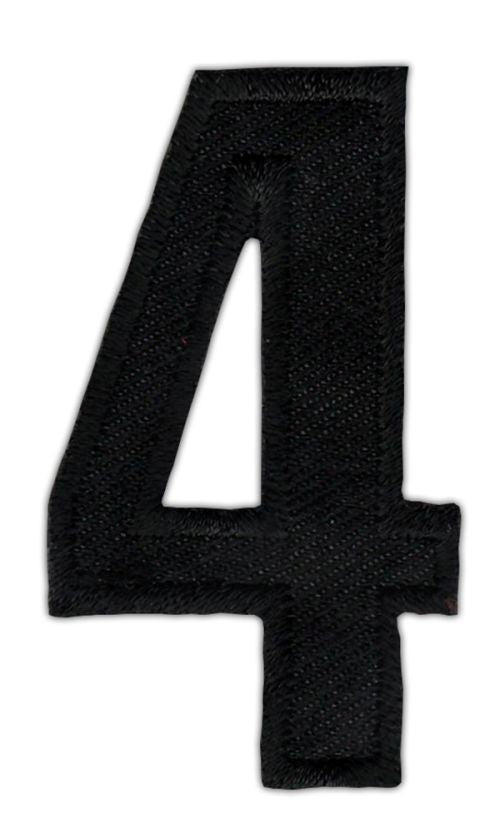 #as43 Number Four Black Number 4 Patch Iron-On Application Patch Size 2.5 x 5.0 cm