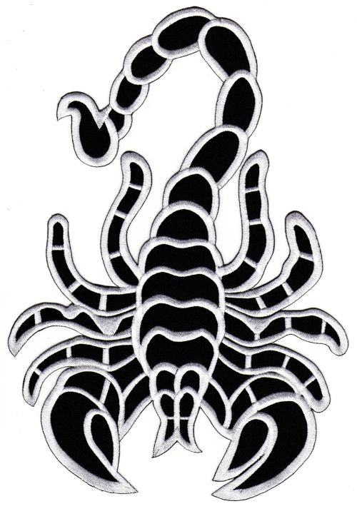 #Backpatch #07 Skorpion Schwarz Weiß Rückenaufnäher Back Patch Größe 20 x 28 cm