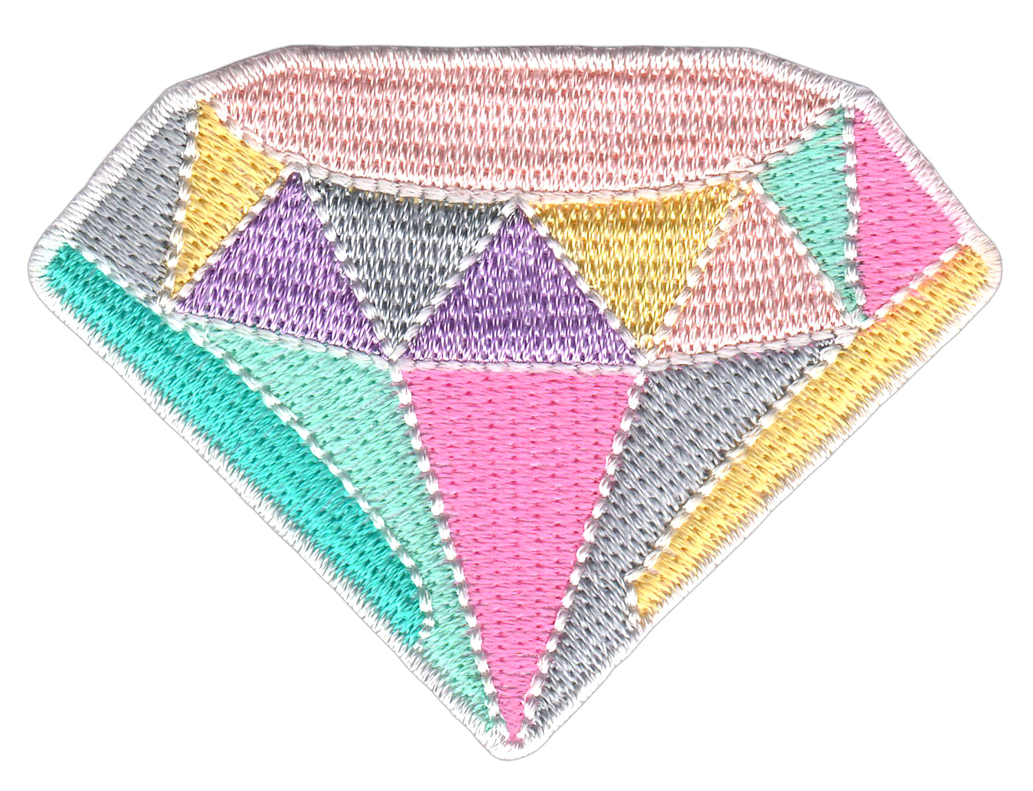 #ag46 Diamant Bunt gestickt Aufnäher Bügelbild Aufbügler Applikation Patch Größe 7,6 x 5,6 cm