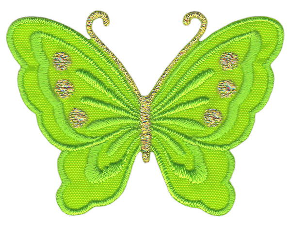 #bk54 Schmetterling klein Grün Aufnäher Bügelbild Applikation Aufbügler Patch Größe 5,2 x 3,7 cm